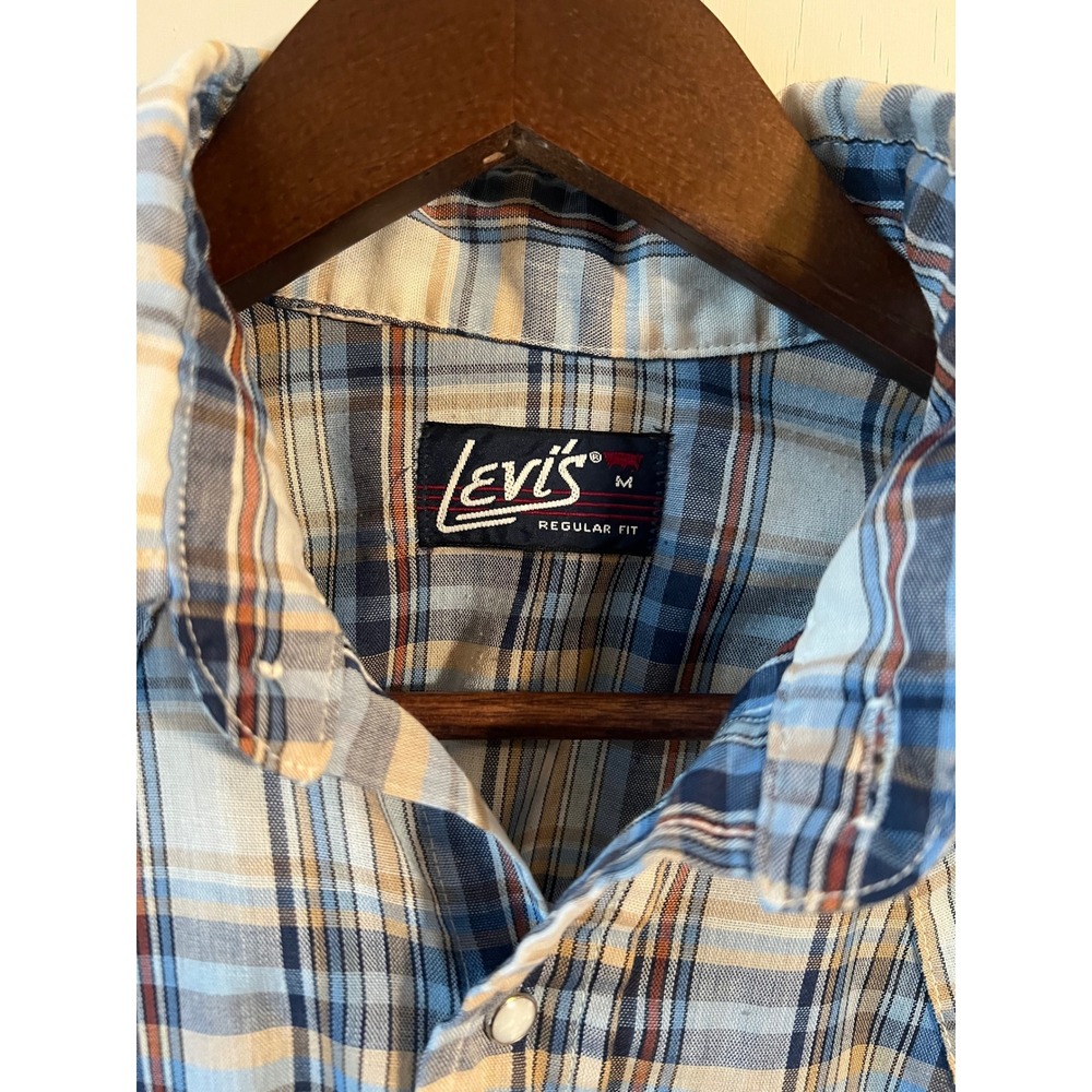 Levi's Regular Fit Plaid Snap Button Western‎ Cowboy Shirt Mens Size Medium - Picture 2 of 8